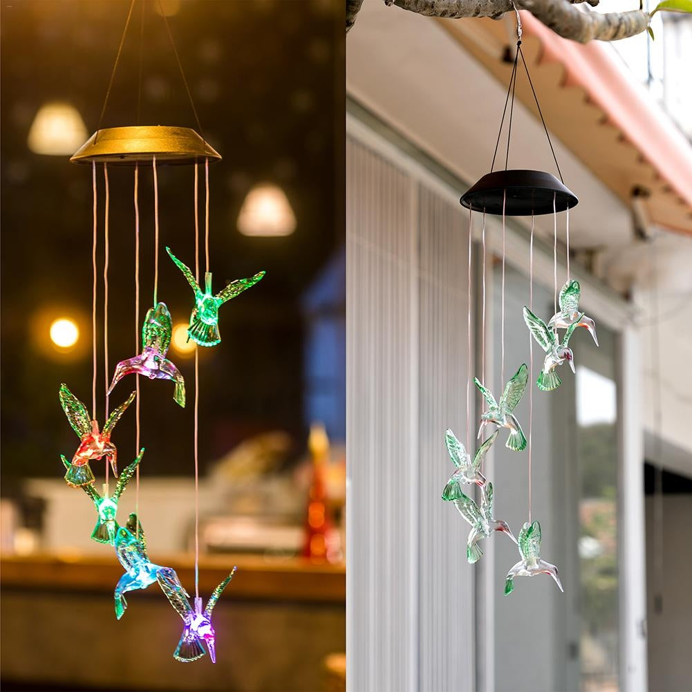 ELECTROPRIME Creative Electronics Solar LED Hummingbird Wind Chime Light Seven Colors