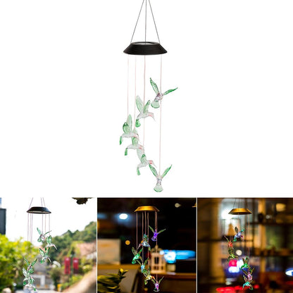 ELECTROPRIME Creative Electronics Solar LED Hummingbird Wind Chime Light Seven Colors