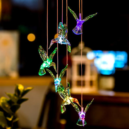 ELECTROPRIME Creative Electronics Solar LED Hummingbird Wind Chime Light Seven Colors