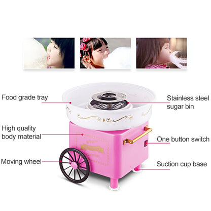 ELECTROPRIME Retro Trolley Mini Cotton Candy Machine, Specification:U.S. Regulations 110 V(Pink)