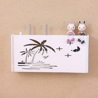 ELECTROPRIME Socket Router Storage Box Set-top Box Decoration TV Cabinet Living Room Junction Box, Size:40.5x20.5x9.5cm(Coconut Tree)