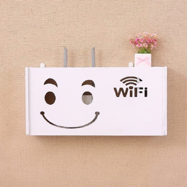 ELECTROPRIME Socket Router Storage Box Set-top Box Decoration TV Cabinet Living Room Junction Box, Size:40.5x20.5x9.5cm(Smiley Face)