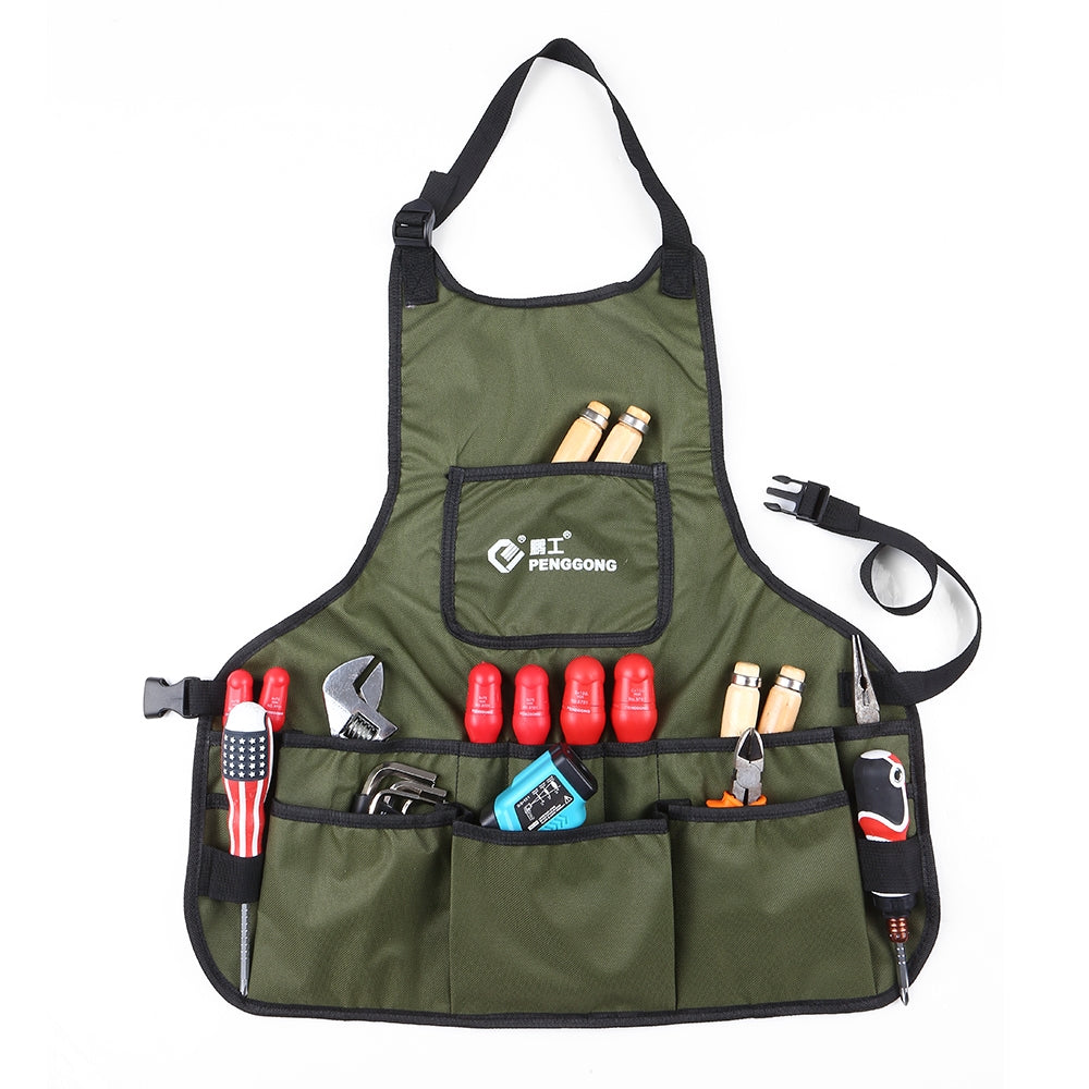 ELECTROPRIME PENGGONG Waterproof Canvas Gardening Apron Tools Bag Electrician Tool Organizer For Toolkit(ArmyGreen)