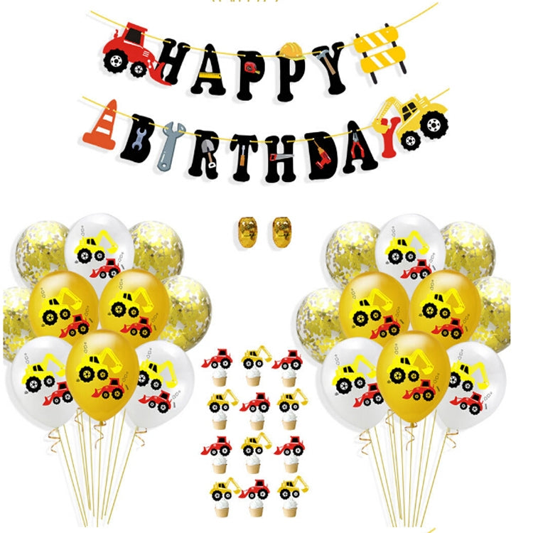 ELECTROPRIME Construction Tractor Inflatable Air Balloons Birthday Excavator Vehicle Banners Baby Shower Kids Boys Birthday Party Supplies, Suit:Suit Eight