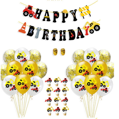 ELECTROPRIME Construction Tractor Inflatable Air Balloons Birthday Excavator Vehicle Banners Baby Shower Kids Boys Birthday Party Supplies, Suit:Suit Eight