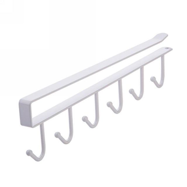 ELECTROPRIME 2 PCS Hooks Storage Rack Cup Towel Hanging Holder Bathroom Kitchen Cabinet Organizer(White)
