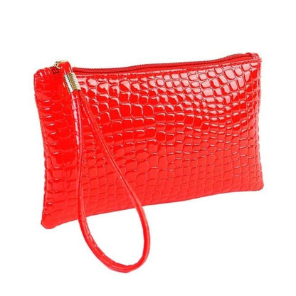 ELECTROPRIME Fashion Long Crocodile Pattern Ladies Clutch Wallet(Red)