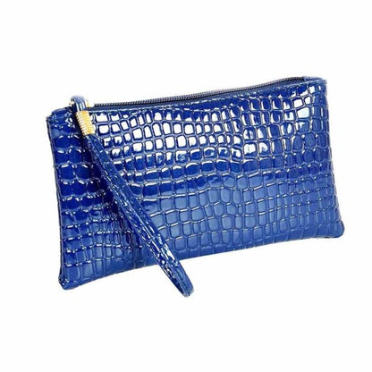 ELECTROPRIME Fashion Long Crocodile Pattern Ladies Clutch Wallet(Blue)