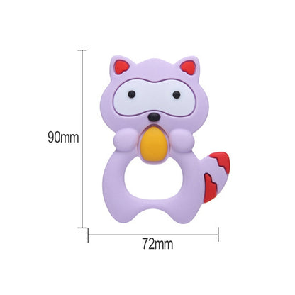 ELECTROPRIME Baby Raccoon Tooth Gel Molar Stick Silicone Baby Bite Toy Hand Rattle Toy(Purple)