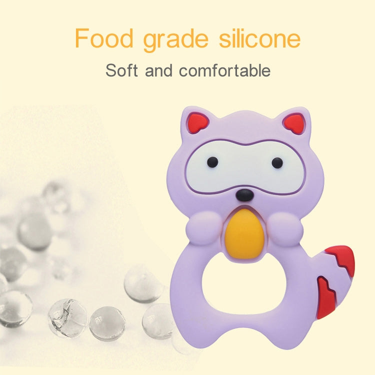 ELECTROPRIME Baby Raccoon Tooth Gel Molar Stick Silicone Baby Bite Toy Hand Rattle Toy(Purple)