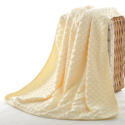 ELECTROPRIME Spring and Autumn Double Layer Baby Knitted Fleece Blanket Bedding(Yellow)
