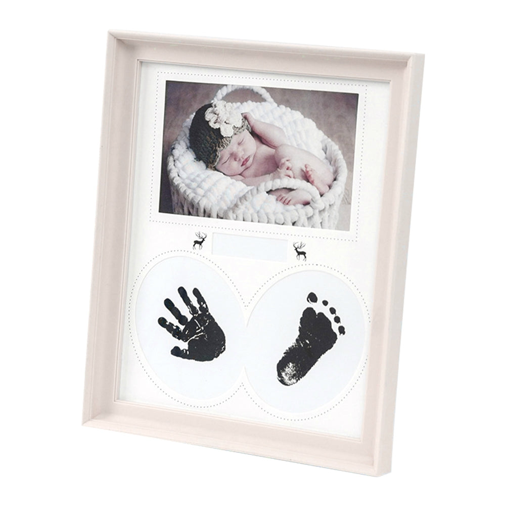 ELECTROPRIME Desk Hanging Photo Frame PVC Baby Foot Hand Print Ink Pad Bedroom Wall Birthday Pictures Albums(Light Pink)