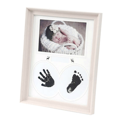 ELECTROPRIME Desk Hanging Photo Frame PVC Baby Foot Hand Print Ink Pad Bedroom Wall Birthday Pictures Albums(Light Pink)
