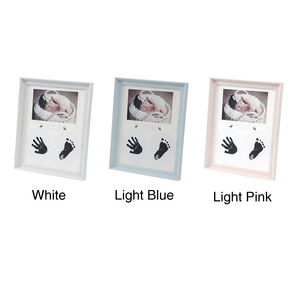 ELECTROPRIME Desk Hanging Photo Frame PVC Baby Foot Hand Print Ink Pad Bedroom Wall Birthday Pictures Albums(White)