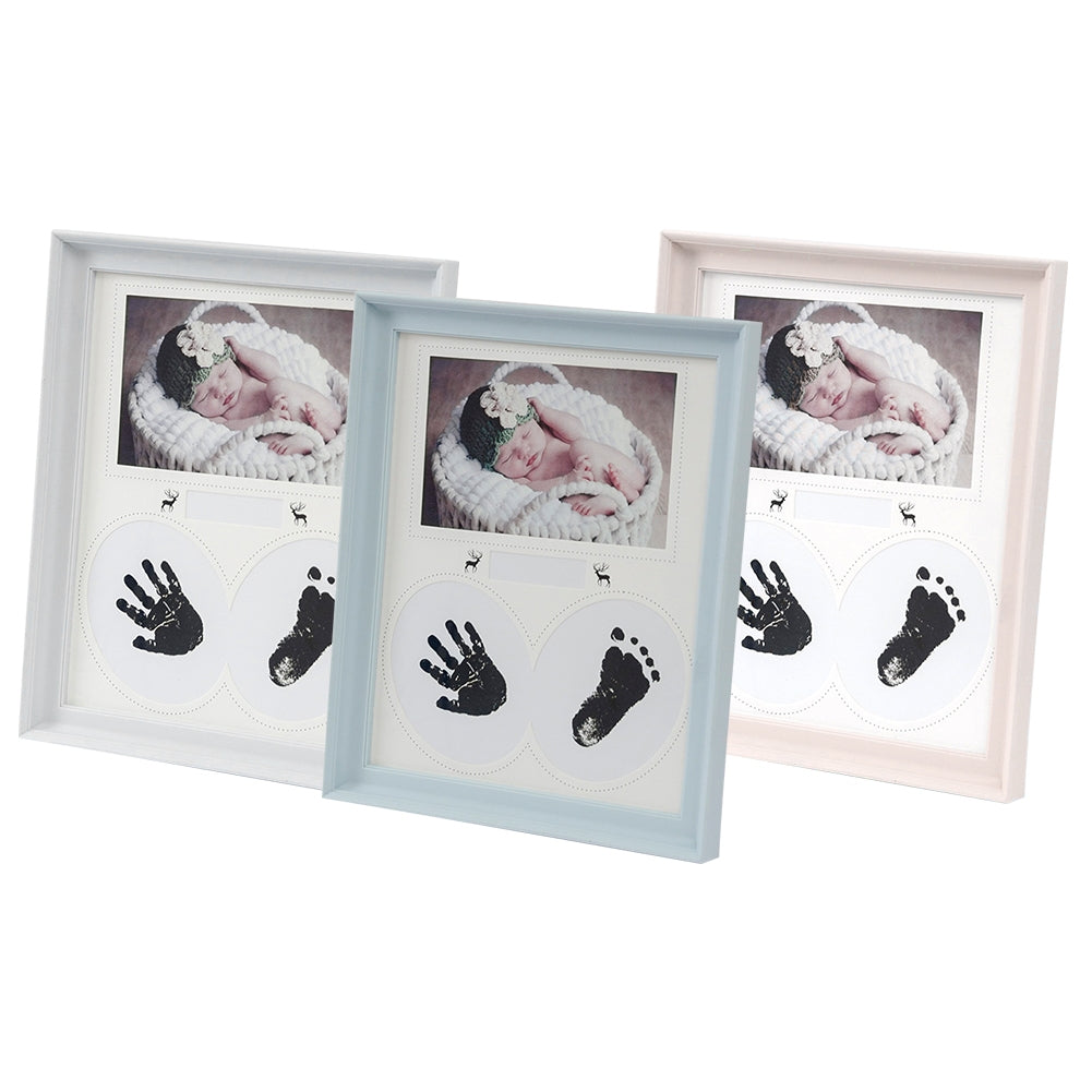 ELECTROPRIME Desk Hanging Photo Frame PVC Baby Foot Hand Print Ink Pad Bedroom Wall Birthday Pictures Albums(Light Blue)
