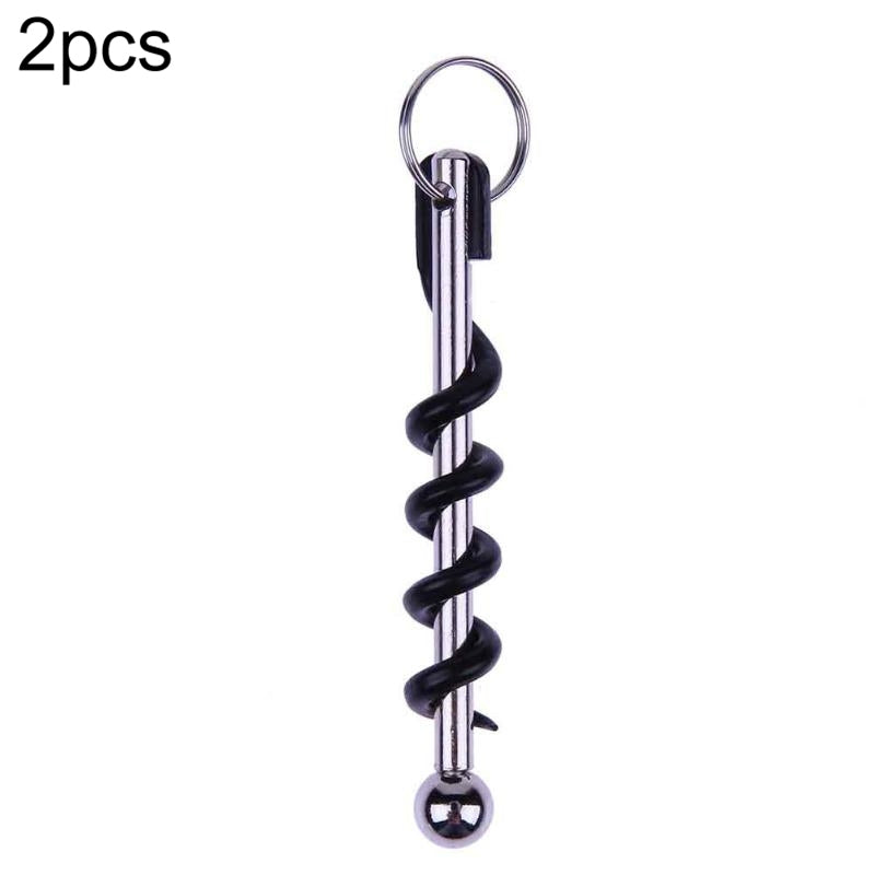 ELECTROPRIME 2 PCS Outdoor Creative Corkscrew Pocket Red Wine Tool Key Ring (OPP Bag)