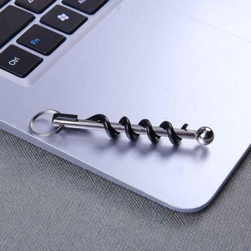 ELECTROPRIME 2 PCS Outdoor Creative Corkscrew Pocket Red Wine Tool Key Ring (OPP Bag)