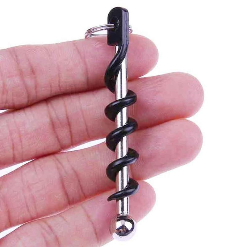 ELECTROPRIME 2 PCS Outdoor Creative Corkscrew Pocket Red Wine Tool Key Ring (OPP Bag)
