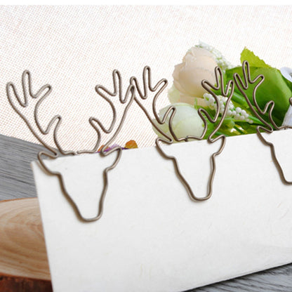 ELECTROPRIME 8 PCS/Set Deer Head Paper Clip Shaped Paper Clip Creative Shape Pin Bookmark