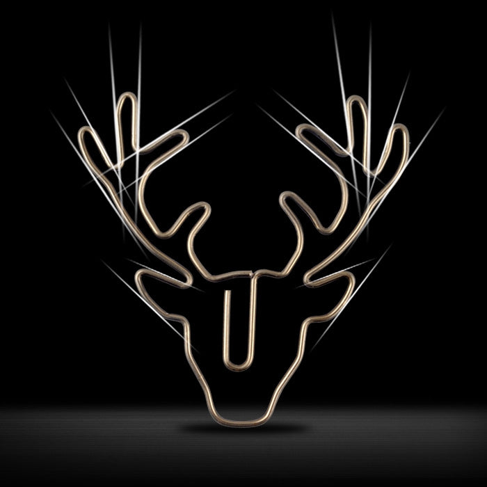 ELECTROPRIME 8 PCS/Set Deer Head Paper Clip Shaped Paper Clip Creative Shape Pin Bookmark