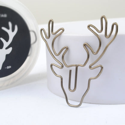 ELECTROPRIME 8 PCS/Set Deer Head Paper Clip Shaped Paper Clip Creative Shape Pin Bookmark
