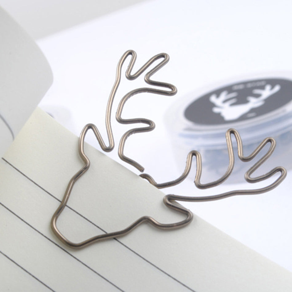 ELECTROPRIME 8 PCS/Set Deer Head Paper Clip Shaped Paper Clip Creative Shape Pin Bookmark