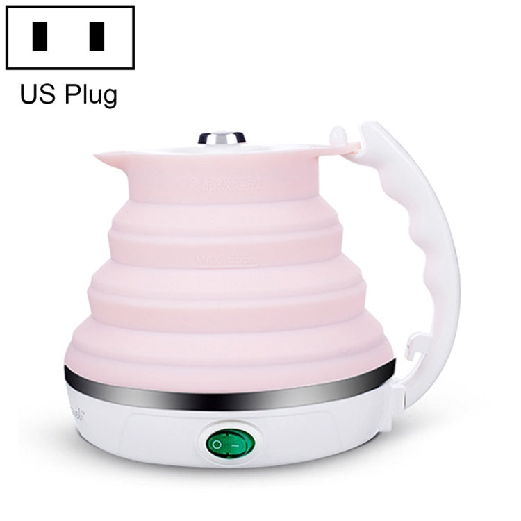 ELECTROPRIME Portable Folding Silicone Intelligent Constant Temperature Travel Camping Electric Kettle, Power cord specification:US Plug(Pink)