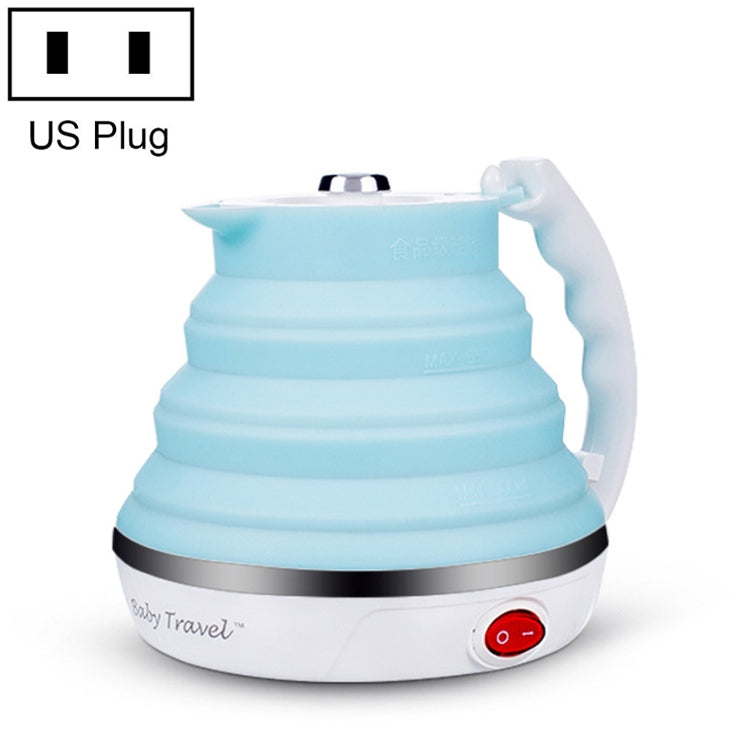 ELECTROPRIME Portable Folding Silicone Intelligent Constant Temperature Travel Camping Electric Kettle, Power cord specification:US Plug(Blue)