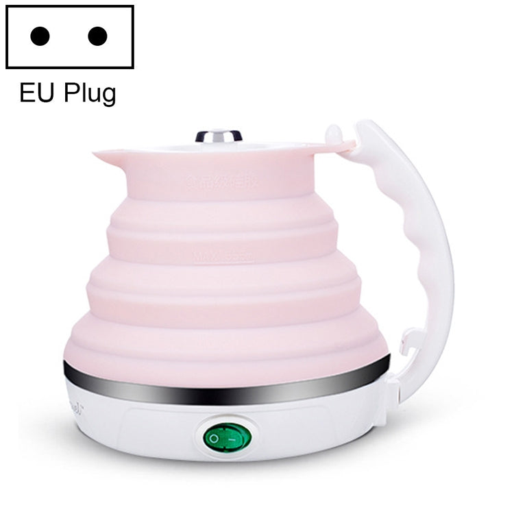 ELECTROPRIME Portable Folding Silicone Intelligent Constant Temperature Travel Camping Electric Kettle, Power cord specification:EU Plug(Pink)