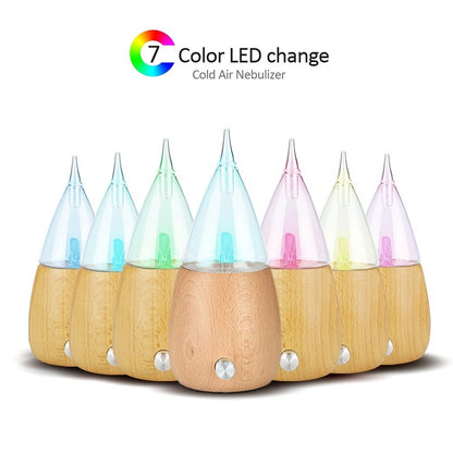 ELECTROPRIME Waterless Diffuser Essential Oil Spray Wood Glass Aromatherapy Air Humidifier, Plug Type:AU Plug(Light Wood Grain)