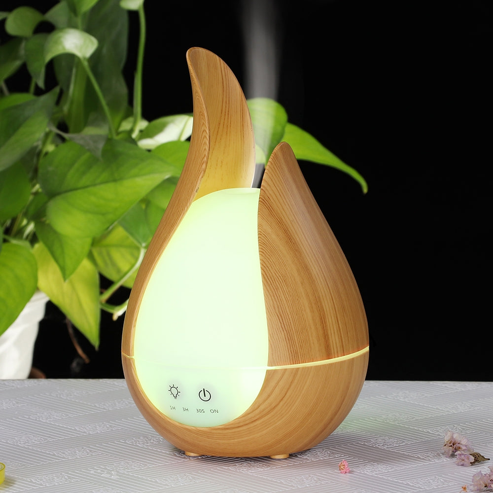ELECTROPRIME 200ml Ultrasound Air Humidifier Aroma Essential Oil Diffuser 7 Colors LED Night Light Cool Mist Maker, Plug Type: UK  Plug(Light Wood Base)