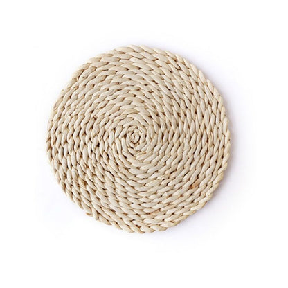 ELECTROPRIME 2 PCS Non-slip Natural Corn Woven Thickening Insulated Tea Mat Table Heat-resistant Casserole Mat Round Coaster 10cm