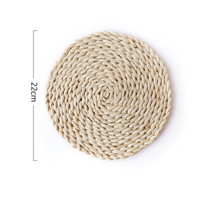ELECTROPRIME 2 PCS Non-slip Natural Corn Woven Thickening Insulated Tea Mat Table Heat-resistant Casserole Mat Round Placemat 22cm