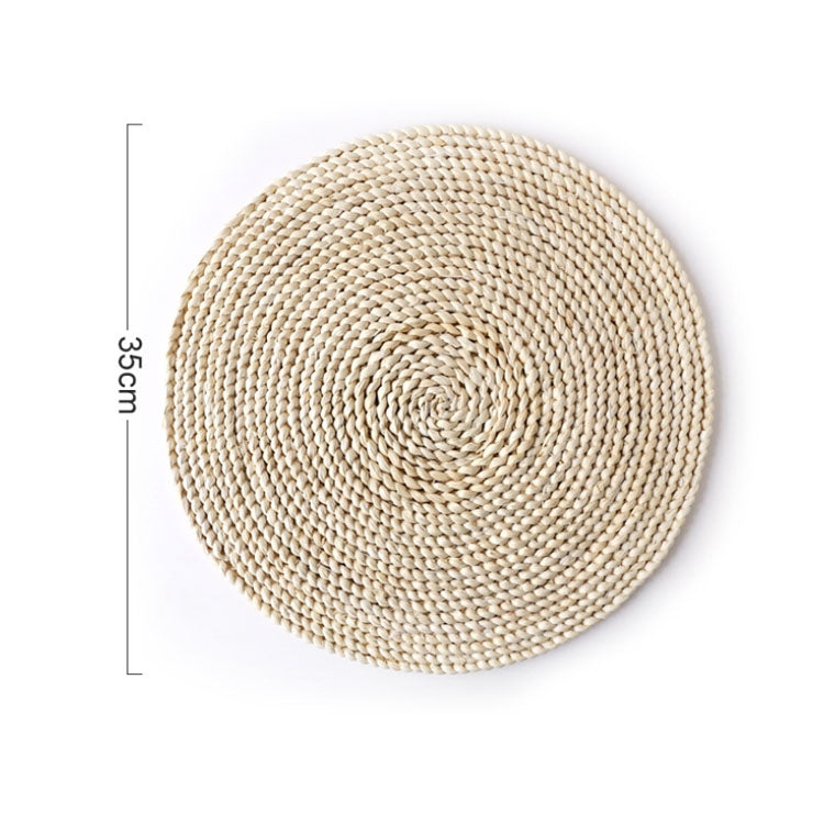 ELECTROPRIME 2 PCS Non-slip Natural Corn Woven Thickening Insulated Tea Mat Table Heat-resistant Casserole Mat Round Placemat 35cm