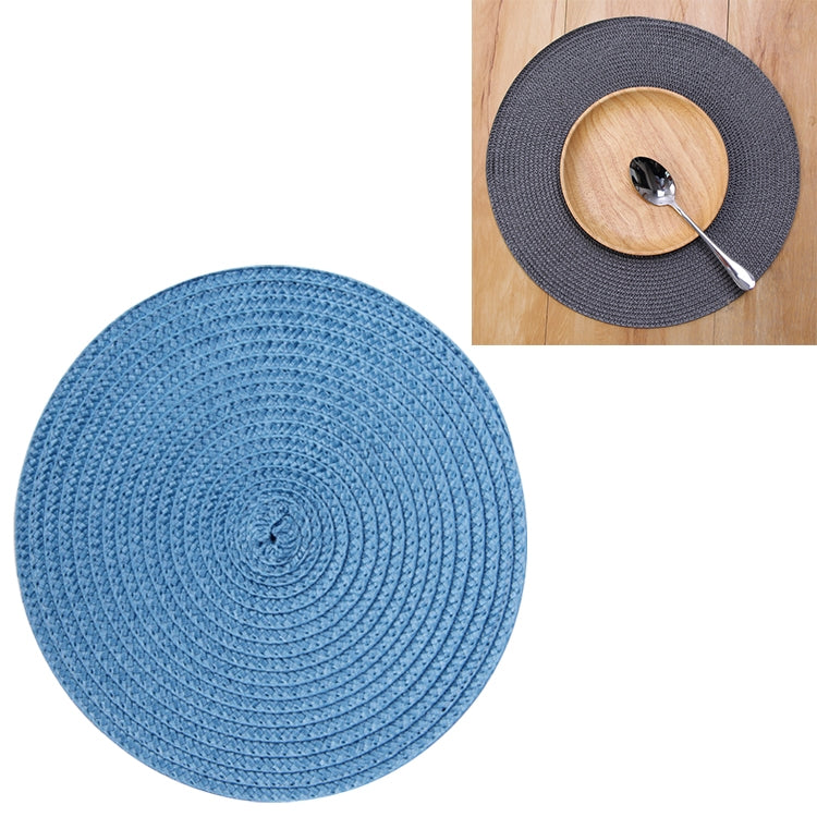 ELECTROPRIME PP Environmentally Friendly Hand-woven Placemat Insulation Mat Decoration, Size:38cm(Blue)