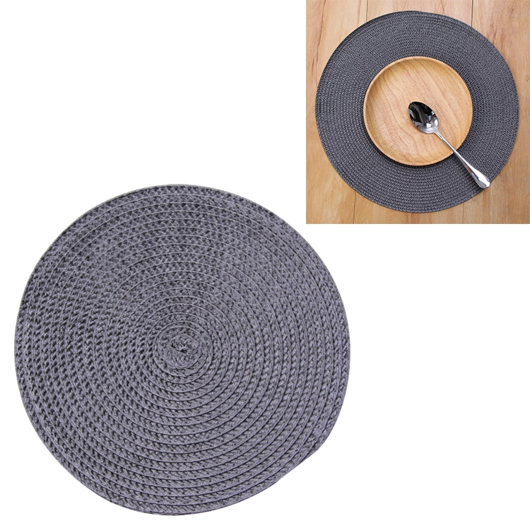 ELECTROPRIME PP Environmentally Friendly Hand-woven Placemat Insulation Mat Decoration, Size:38cm(Dark Gray)