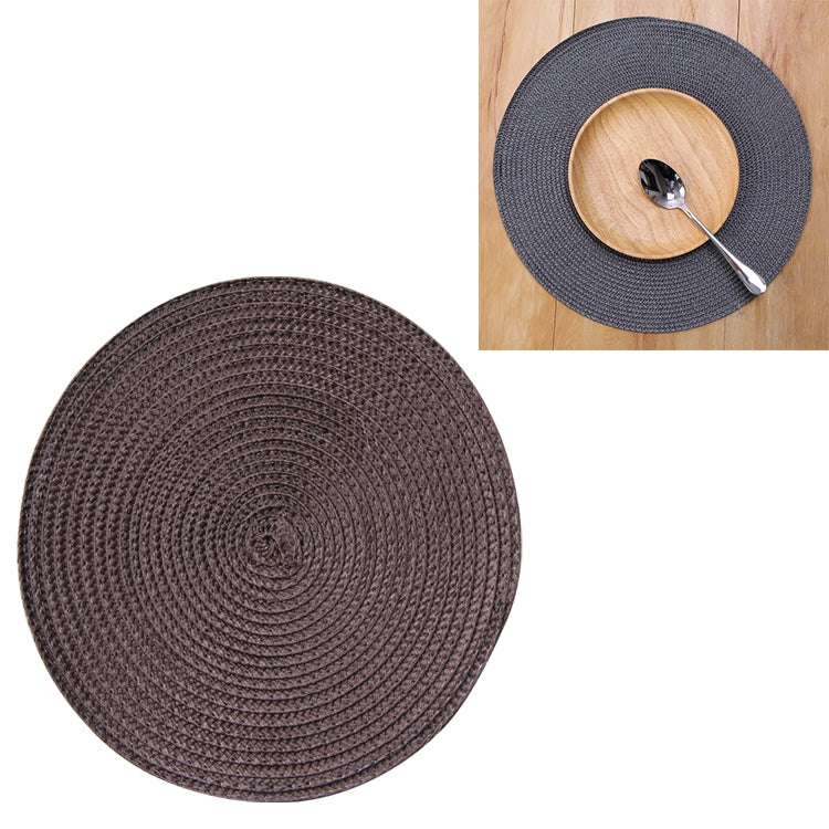 ELECTROPRIME PP Environmentally Friendly Hand-woven Placemat Insulation Mat Decoration, Size:38cm(Red-brown)