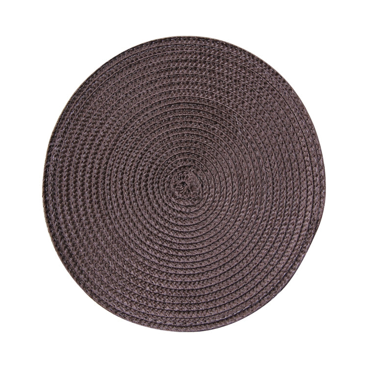 ELECTROPRIME PP Environmentally Friendly Hand-woven Placemat Insulation Mat Decoration, Size:38cm(Red-brown)
