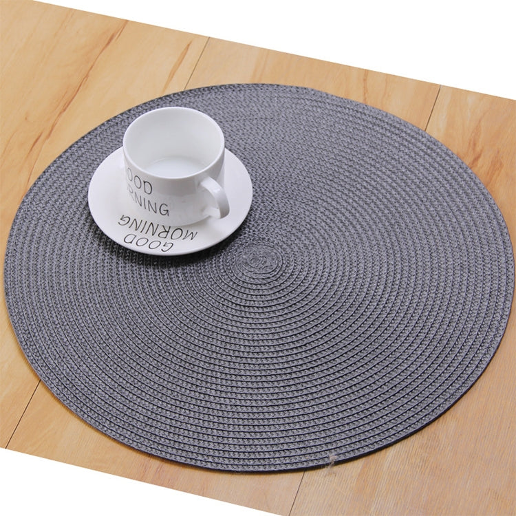 ELECTROPRIME PP Environmentally Friendly Hand-woven Placemat Insulation Mat Decoration, Size:38cm(Red-brown)
