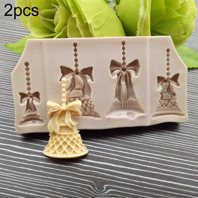 ELECTROPRIME 2 PCS Christmas Bells Chocolate Candy Cookie Cake Decorating Tools DIY Baking Fondant Food Grade Silicone Mold(White)