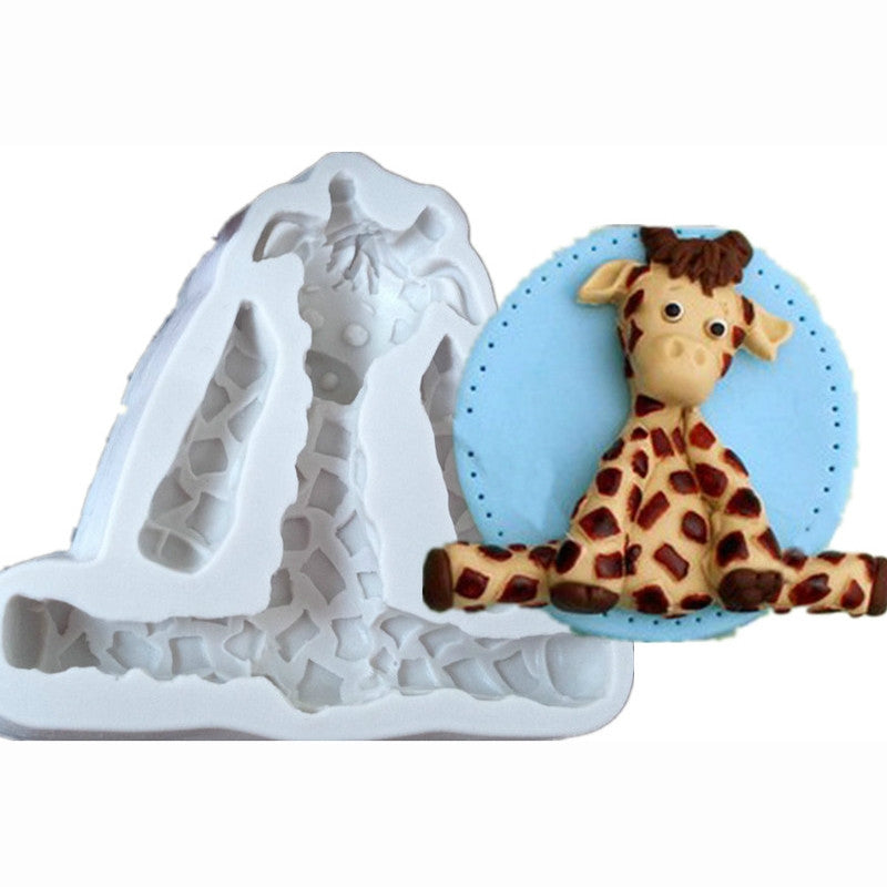 ELECTROPRIME 2 PCS 3D Animal Shape Silicone Form Fondant Cake Biscuit Molds(Giraffe)