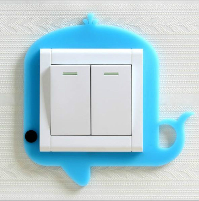 ELECTROPRIME Luminous Switch Stickers Protection Cover Wall Stickers Creative Living Room Bedroom Lamp Wall Socket Decorative Cover(Blue Whale)