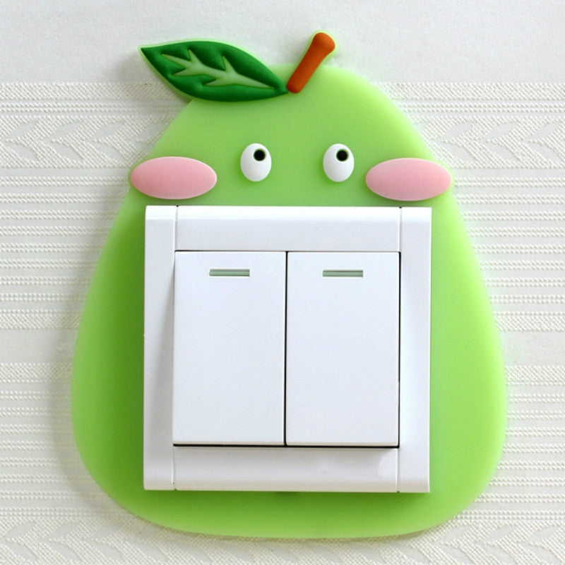 ELECTROPRIME Luminous Switch Stickers Protection Cover Wall Stickers Creative Living Room Bedroom Lamp Wall Socket Decorative Cover(Pear)