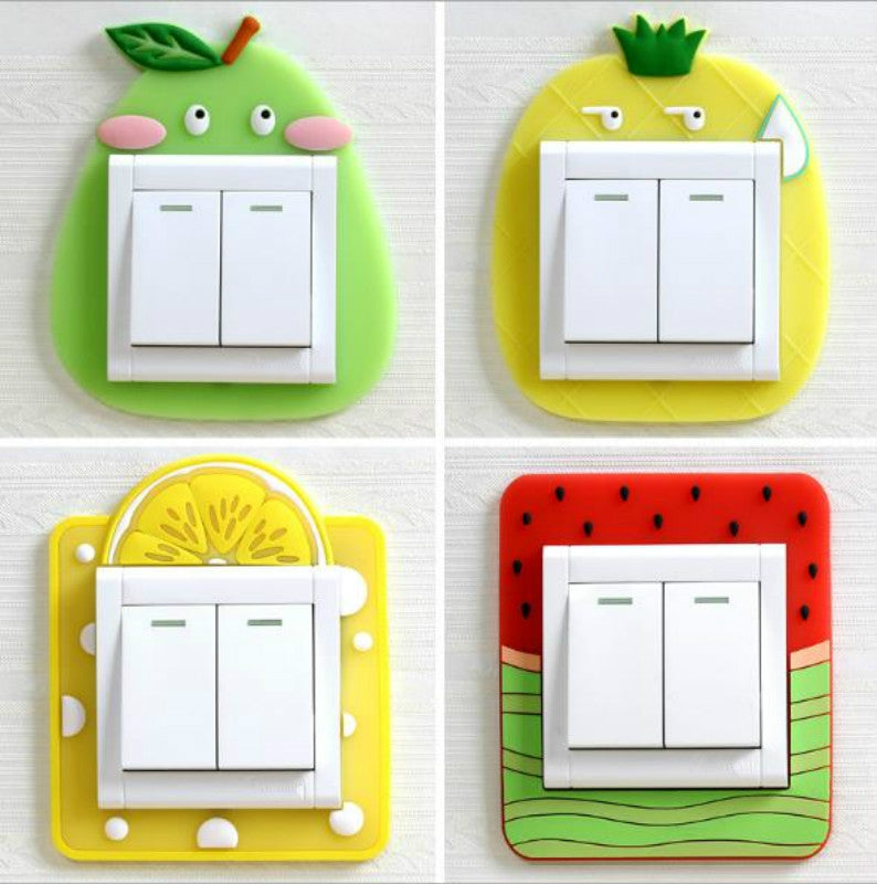 ELECTROPRIME Luminous Switch Stickers Protection Cover Wall Stickers Creative Living Room Bedroom Lamp Wall Socket Decorative Cover(Pear)