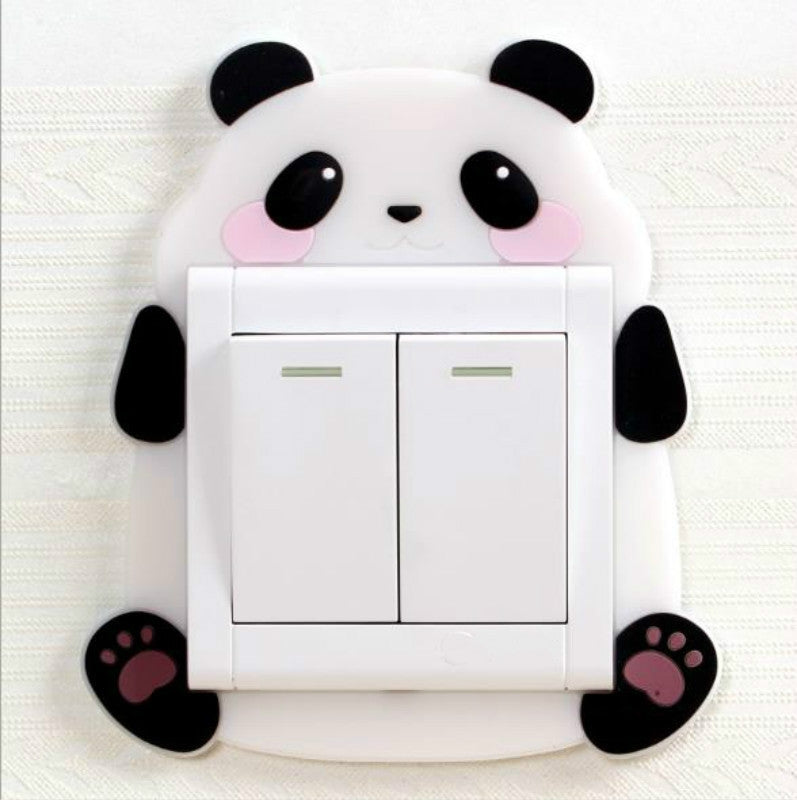 ELECTROPRIME Luminous Switch Stickers Protection Cover Wall Stickers Creative Living Room Bedroom Lamp Wall Socket Decorative Cover(Panda)
