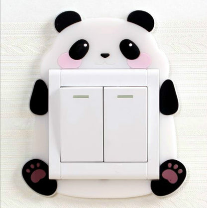 ELECTROPRIME Luminous Switch Stickers Protection Cover Wall Stickers Creative Living Room Bedroom Lamp Wall Socket Decorative Cover(Panda)
