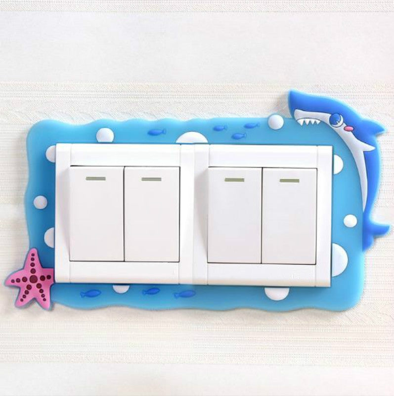 ELECTROPRIME Luminous Switch Stickers Protection Cover Wall Stickers Creative Living Room Bedroom Lamp Wall Socket Decorative Cover(Double Open - Ocean)