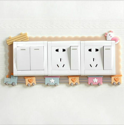 ELECTROPRIME Luminous Switch Stickers Protection Cover Wall Stickers Creative Living Room Bedroom Lamp Wall Socket Decorative Cover(Three Open - Train)