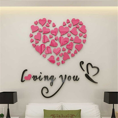 ELECTROPRIME Love Heart DIY Removable Wall Stickers Room Decor 3d Wall Stickers, Size: 40cm x 40cm(Pink)
