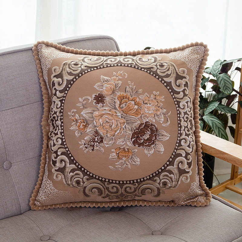 ELECTROPRIME Embroidered Retro Home Sofa Cushion Pillow Cover, Size:48*48cm without Core(Coffe)